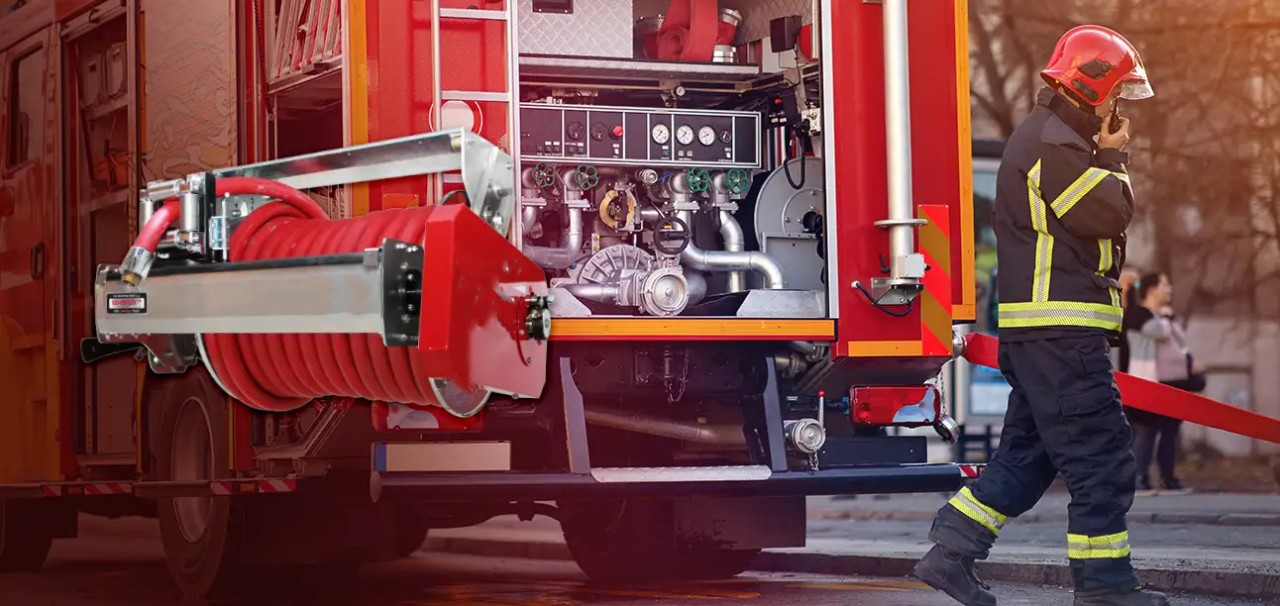 Automated Hose Deployment Fire Truck