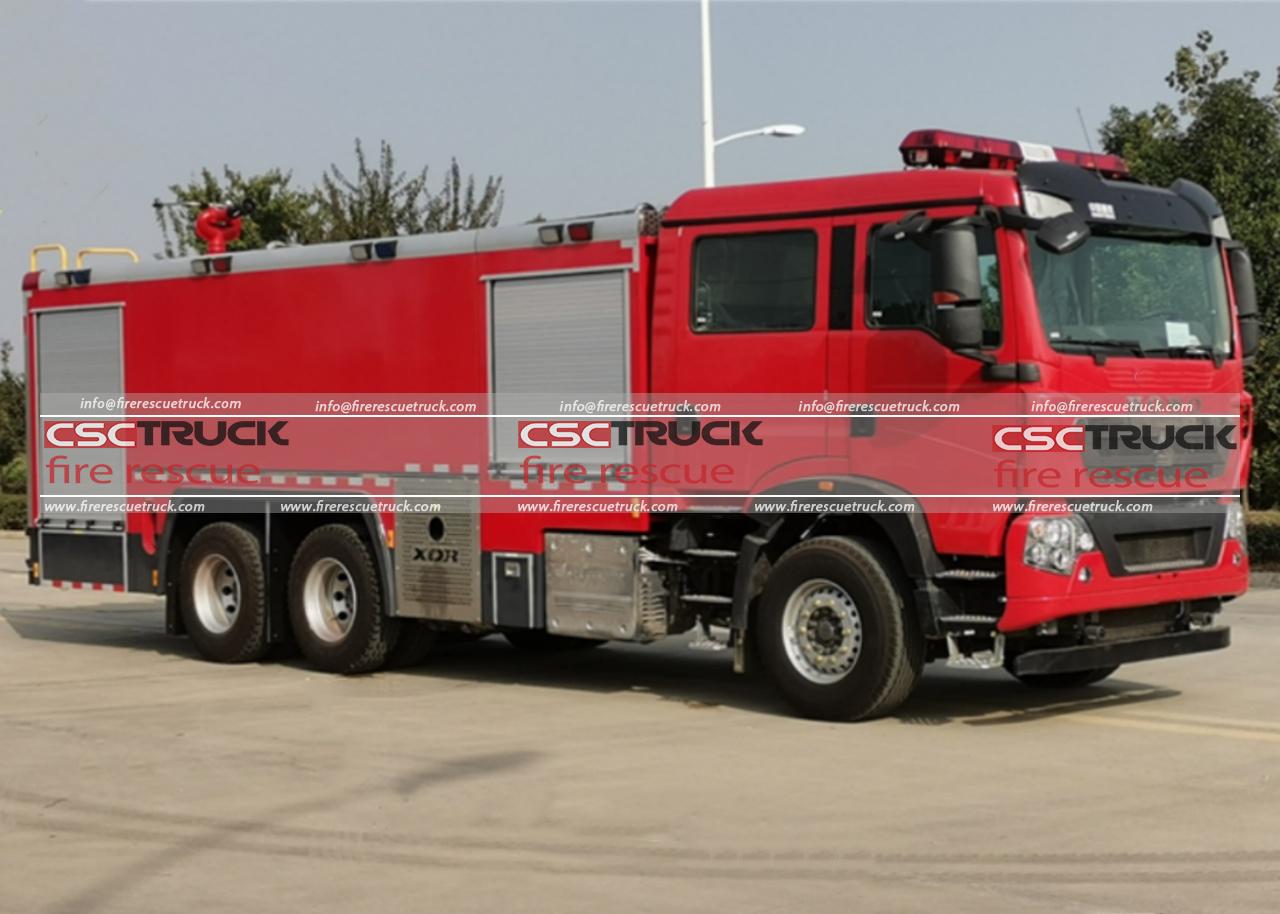 HOWO 11 CBM Water Dry Powder Foam Fire Truck (2)