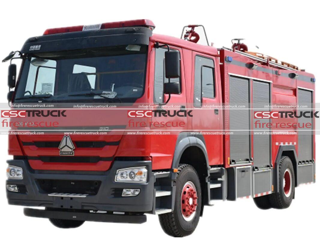 HOWO 7000L Dry Powder and Water Foam Fire Truck