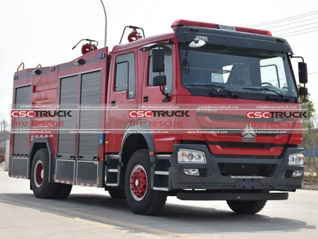 HOWO 7000L Dry Powder and Water Foam Fire Truck (4)